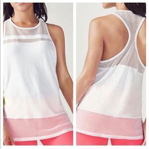 Fabletics White Mesh Racerback Tank Top‎